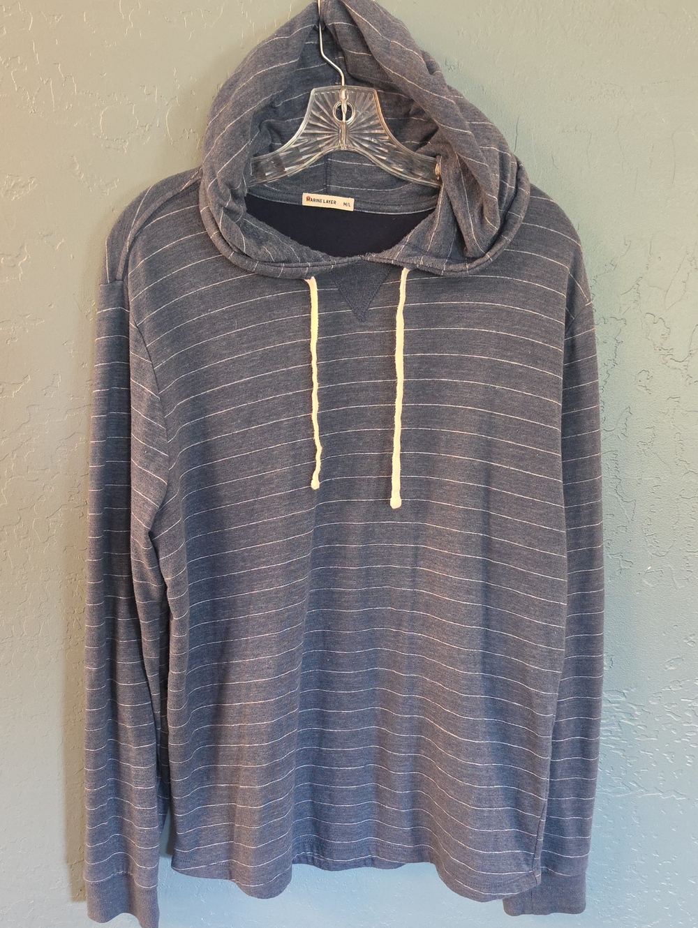 Marine Layer DK Blue Striped Hoodie Pullover